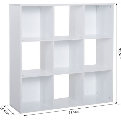 3-tier 9 Cubes Storage Unit Particle Board Cupboard Bookcase Organiser Home Office Shelves, White