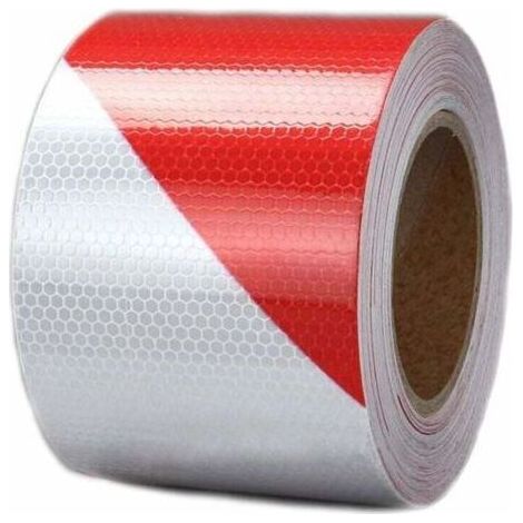 Ruban de signalisation réfléchissant rouge et blanc 5cm x 25m – Haute luminosité – Résistant aux intempéries – Avertissement circulation (1/5)