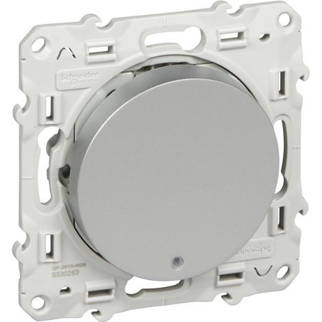 Schneider Electric – Interrupteur va-et-vient lumineux S530263 – ALU 10 A à vis – LED orange – Pose encastrée – 2-way – Mécanisme avec cadre en plastique (1/7)