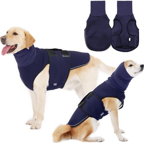 Gilet anti-ansia per cani - Riflettente con cappuccio - Giacca calmante traspirante - Regolabile - Temporali - Fuochi d'artificio - XL (1/5)