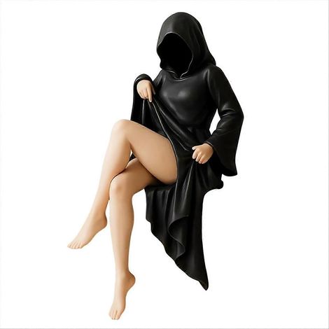 Statue gothique mystérieuse, sculpture en robe noire pour la décoration de la maison et du jardin, petite statue gothique élégante pour Halloween (15 cm). (1/5)