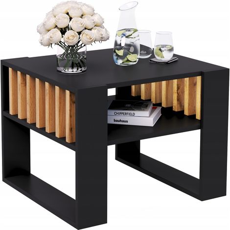 Mesa de centro con listones 55x55 negro/wotan loft (1/5)