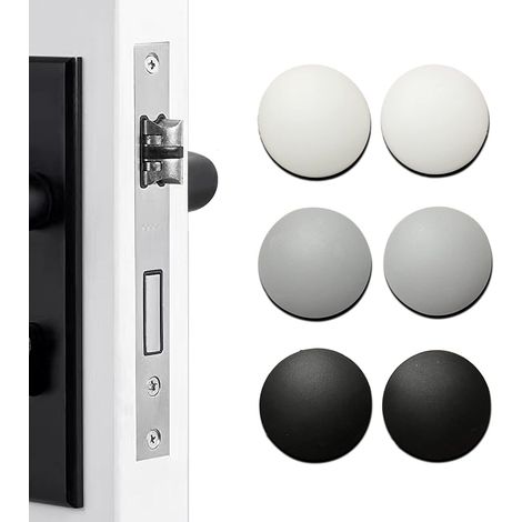Sechs 5 cm Türstopper, runde Silikon-Türgriffschützer - selbstklebende Türgriffdämpfer (weiß, grau, schwarz) (1/5)