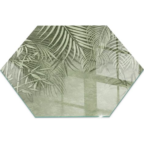Plaque décorative imprimée pour cheminée protection de sol avec impression décorative Feuilles tropicales en arrière-plan h40 cm (1/5)