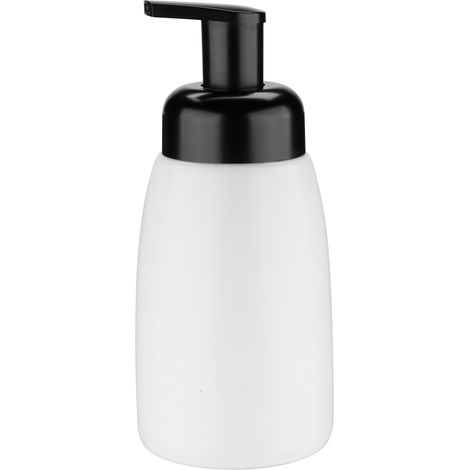 Dispensador de jabón con bomba ALBANO con función espuma, cerámica, blanco mate, liso, estilo industrial (1/3)