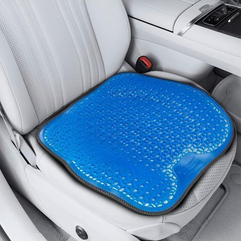 Conduisez sans douleur et sans transpiration – coussin gel alvéolé 49x43cm – Antidérapant – Soulage sciatique – Pour voiture, bureau -Bleu (1/4)