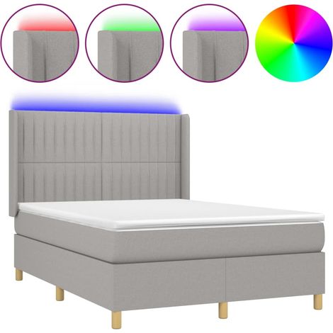Maison Exclusive - Cama box spring colchón y luces LED tela gris