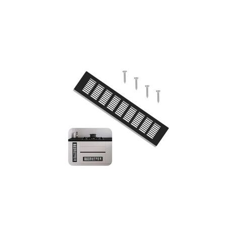 Grille de ventilation carrée noire 80 x 250 mm Grille de ventilation en aluminium pour armoire, armoire, armoire à chaussures, ventilation d'évier