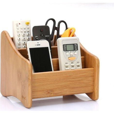Kreativer Schreibtisch-Organizer Nr. 1 aus natürlichem Bambus – perfekte Schreibtischbox für Ihr Make-up, Smartphone und andere kleine Gegenstände (18,5 x 16 x 16 cm)