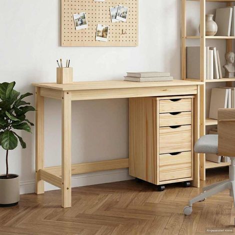 vidaXL Ensemble bureau et cabinet roulant MOSS 2 pc Marron (1/5)