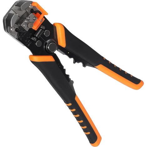 Pince à dénuder automatique 3 en 1 24-10 AWG (0,2-6,0 mm²), pince à cosses auto-ajustable, outil manuel multifonction pour dénuder, couper et sertir,Orange et noir (1/5)