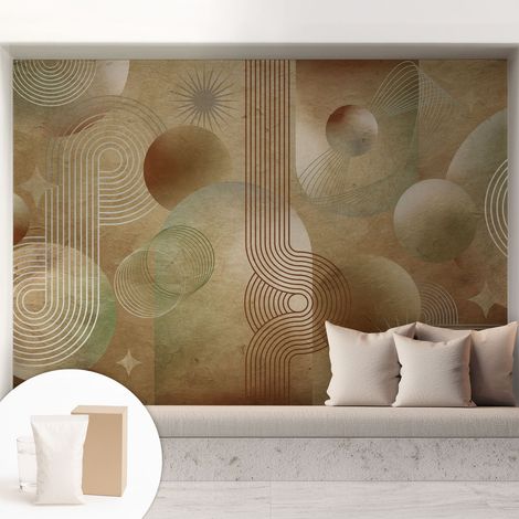 Fototapete Tapete Vliestapete mit Kleber - trendige Wanddeko - Schlafzimmer - Wohnzimmer Geometrisches Muster 208x146 cm (1/5)