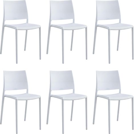 Set 6 Sedie Moderne Polipropilene 41x50x78 cm Interno Esterno Bianco