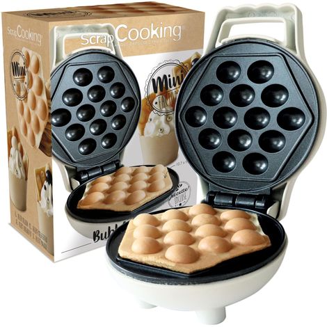 Mini Bubble Waffle Factory Machine à Gaufres Bulles Plaque Chauffante Anti-Adhérente Appareil à Gaufres Idée Pâtisserie Cuisine Recette Incluse 3881 (1/5)