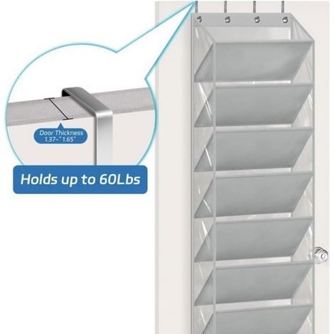 Étagère chaussures suspendue – 10 niveaux – poches profondes – gris – gain de place (1/5)