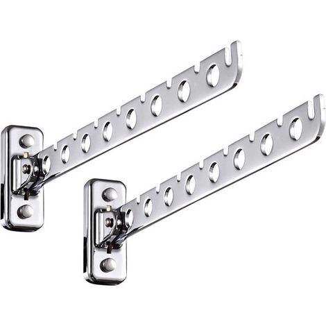 Étendoir mural - Lot de 2 - Séchoir à linge - Acier inoxydable - Pliable - Gain de place - Pour balcon - Argenté - 30 x 3,5 x 8,2 cm