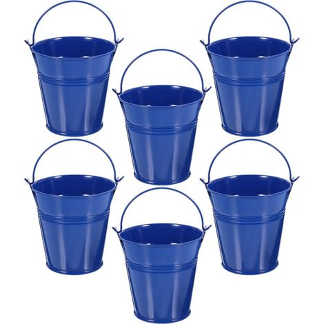 6 Stück Party Eimer aus Eisen Blauer Pflanzenhalter