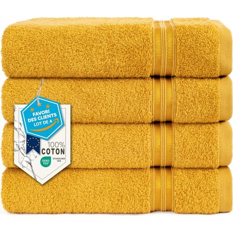 Serviettes de Toilette Lot de 4 50x100 cm, 100% Coton Éponge (1/5)