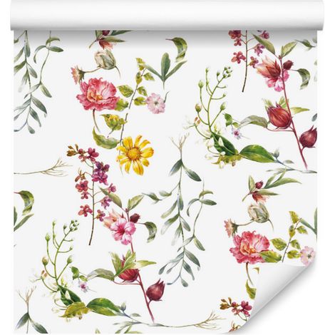 Papel pintado de flores y prados para salón y dormitorio, 50x1000 cm. (1/5)
