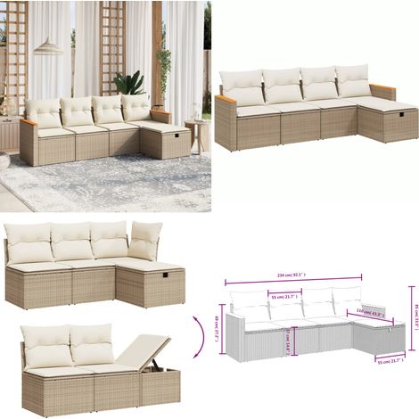 5-tlg. Garten-Sofagarnitur mit Kissen Beige Poly Rattan - Gartensortiment - Outdoor Möblierung - Gartenlounge - Rattanmöbel - Polyethylenmöbel - Home & Living (1/5)