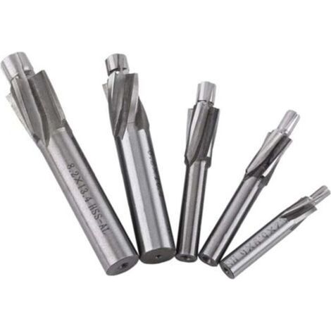 Fraise en Bout, 5pcs M3-M8 4 Flûtes HSS-AL Fraise Fente Forets HRC6568° Fraise Metal Foret à Fraiser pour Cuivre, Aluminium, Acier, Fonte