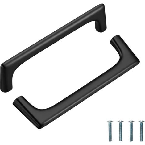 2 Pièces Poignee de Meuble Cuisine Noir, 128mm Poignee de Meuble Cuisine, Conception Trapézoïdale, Poignet de Porte Cuisine, Poignées de Portes pour Placards Cuisine, pour la Décoration Intérie (1/5)