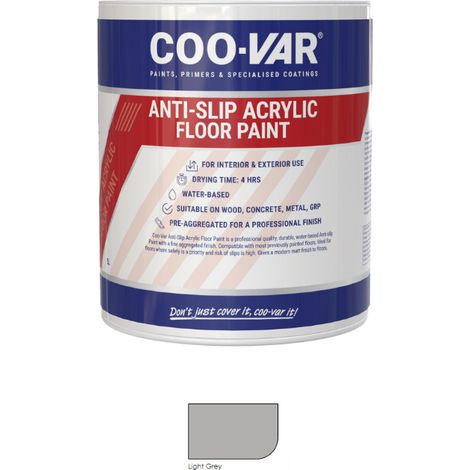 CooVar Anti Slip Acrylic Floor Paint - Light Grey - 2.5 Litre
