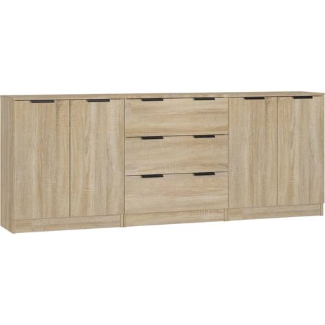 Credenza buffet cassettiera mobile contenitore organizer cucina soggiorno soggiorni 3 pezzi Sonoma MDF marrone 020037108