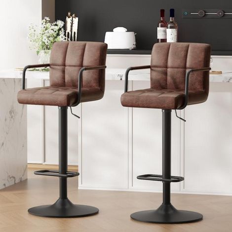Barhocker 2er Set höhenverstellbar mit Armlehnen, dunkelbraun (1/5)