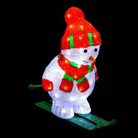 Acrílico muñeco de nieve y la luz de esquí 60 LED H.44cm al aire libre - Feeric lights & christmas