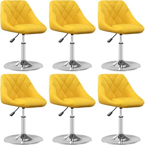 Chaises à manger pivotantes lot de 6 jaune moutarde velours (1/5)