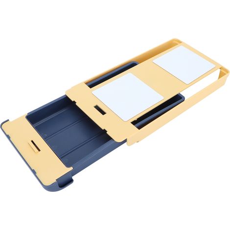 Boîte de rangement sous bureau pour stylos, clés, maquillage et autres petits objets - Bleu/Jaune