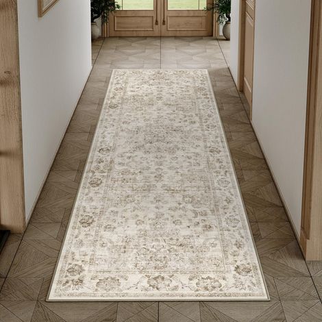Beige Vintage 60x240cm Tapis Long Couloir Antidérapanta Cuisine,Chambre Enfant Rugs,Descente de Lit Rug,Lavable en Machine Carpet,Interieur Doux Poil Ras,Bureau Carpets (1/5)