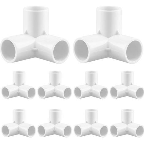 10 pièces raccords de tuyauterie à 3 voies, diamètre intérieur de 20mm, blanc, connecteurs d'angle de tuyau en plastique PVC