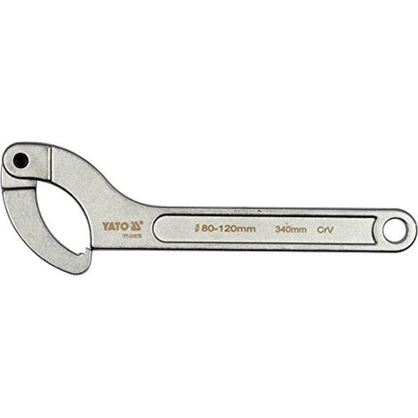 Yato – Clé à cliquet réglable professionnelle 15-180 mm – Acier chrome-vanadium – Pour écrous ronds fendus – Clé articulée avec nez