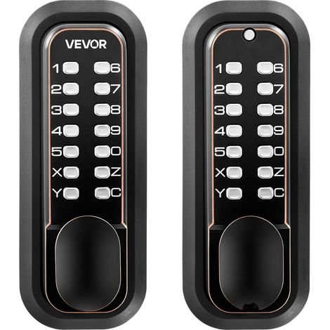 Serrure à Code Mécanique 4-7 Chiffres, Serrure de Porte d'Entrée sans Clé à Clavier Double Faces, pour Maison Intérieur Extérieur, avec Bouton de Porte, Verrouillage Automatique, Bronze Huilé (1/5)