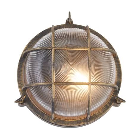 [GEBRAUCHT] B-Ware Searchlight Schiffsarmatur Porto Wandleuchte Deko Wandleuchte Rund Schwarz Gold