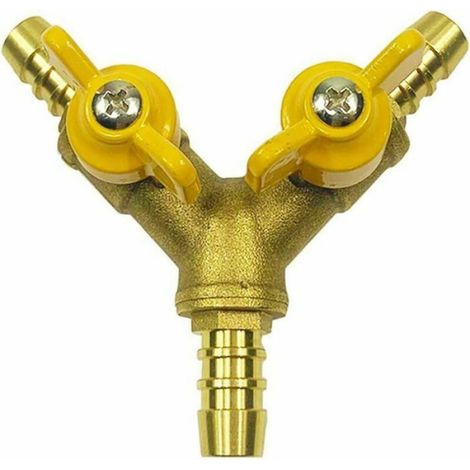 Robinet Boisseau Sphérique - Laiton - 38 mm - Raccord Y - 2 Interrupteurs - 3 Voies (1/4)