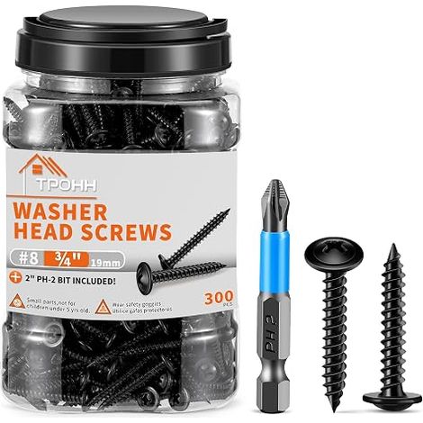 Noir 4,2 x 19 mm Vis Tête Plate Large PH2 Acier Carbone