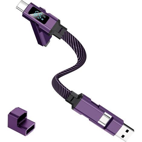 4-in-1 Schlüsselanhänger-Ladekabel, 65W Schnellladung, kurzes und tragbares Ladegerät für Frauen, Reisende, Technikbegeisterte, zu Hause, im Büro, im Urlaub, beim Camping, im Auto usw.