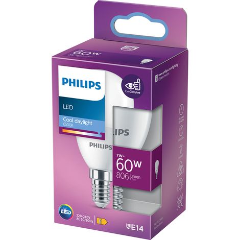 LAMPADA A LED 'SFERA' FREDD.6500K 7 W=60W E14 - 806 lm- 4 pezzi  - PHILIPS