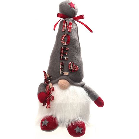 Weihnachtsmann-Walddekoration mit Licht, gesichtslosem Zwerg, Elfenpuppe, Rentier-Ornament, Weihnachtsfeier-Dekoration für Zuhause, grauer Hut (1/2)