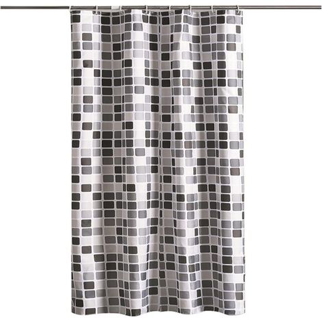 Shower Curtain, Black and White Shower Curtain, Mosaic Shower Curtain, 8 Hooks, for Bathrooms, Toilets (120 x 180 cm, Mosaic)