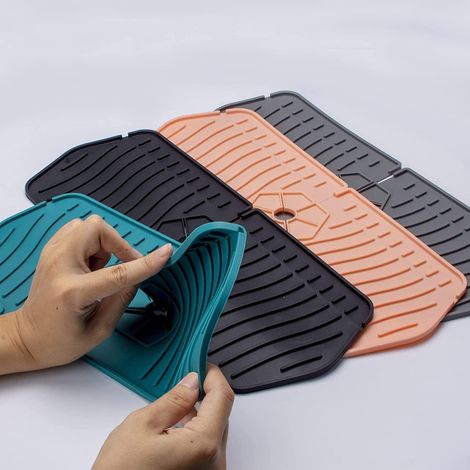 Plateau d'égouttement de poignée de robinet en silicone, garde-boue d'évier de robinet, garde-goutte, tapis d'évier, tapis de vaisselle, porte-éponge
