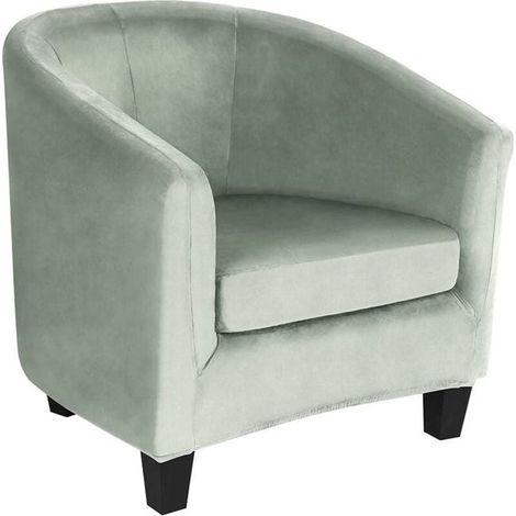 Housse Fauteuil Club Cabriolet 2 Pièces avec Taie Coussin, Couvre-Siège Élastique Salon Crapaud, Vert Clair, Extensible Tub Chair (1/4)
