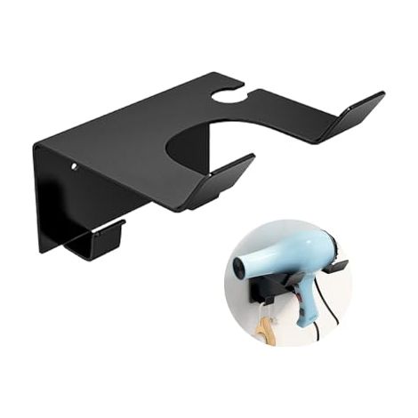 Support Seche Cheveux,Colle + vis double installation Support de Sèche-Cheveux en Acier Inoxydable sans Perçage Support Mural Universel pour avec de Câble et