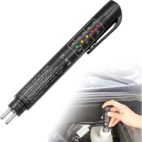 Testeur Liquide Frein - Numérique - 5 LED Indicateur Taux Eau - Compatible Tous Véhicules - 15.5 x 2.5 cm - 1 Pièce (1/4)