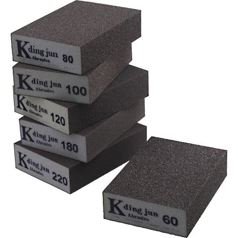 Pack de 6 éponges Abrasives sèches et humides à double usage 60 / 80 / 100 / 120 / 180 / 220 Grit Series (1/5)