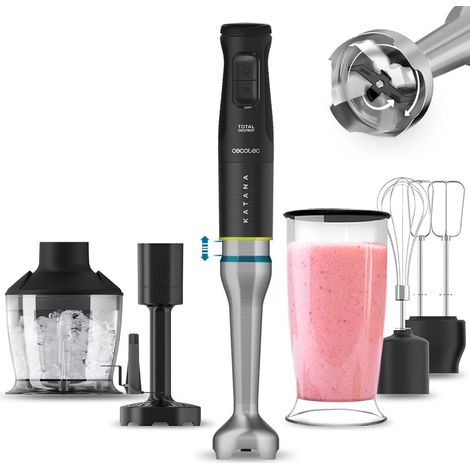 Mixeur plongeant 1500W, 21 vitesses, Fonction Turbo, Capot anti-éclaboussures, 8 lames en titane, Gobelet 800ml (1/5)
