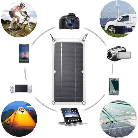 6W 5V Solarpanel mit USB-Anschluss, 2 Karabinerhaken, monokristallinen Siliziumzellen für Outdoor-Aktivitäten wie Camping, Klettern, Wandern und Reisen kompatibel mit iPhone-Smartphones. (1/5)